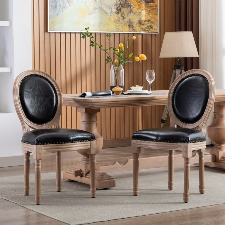 Dining Chair Mid-Century Modern Black Oval Backrest