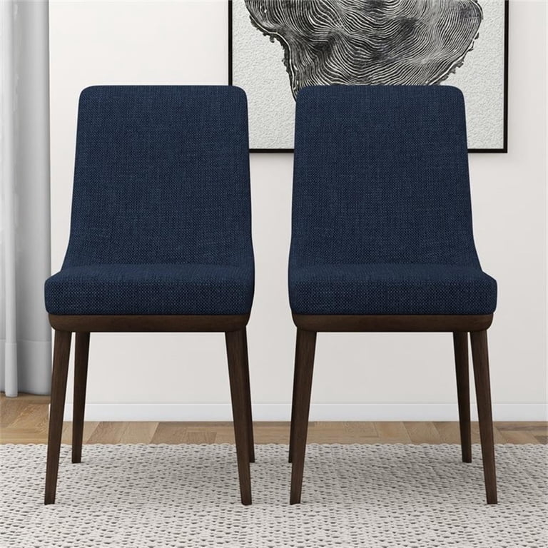 Dining Chair Mid Century Modern Blue Wrap Around Back Wood Legs