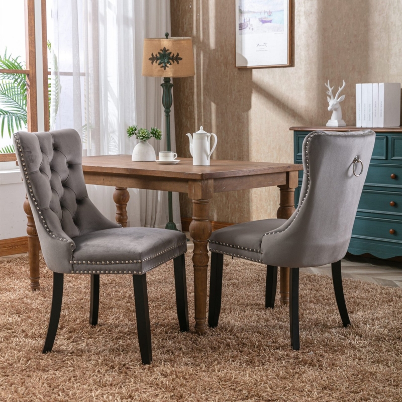 Dining Chair Minimalist High Back Beige Upholstered Tapered Wood Legs