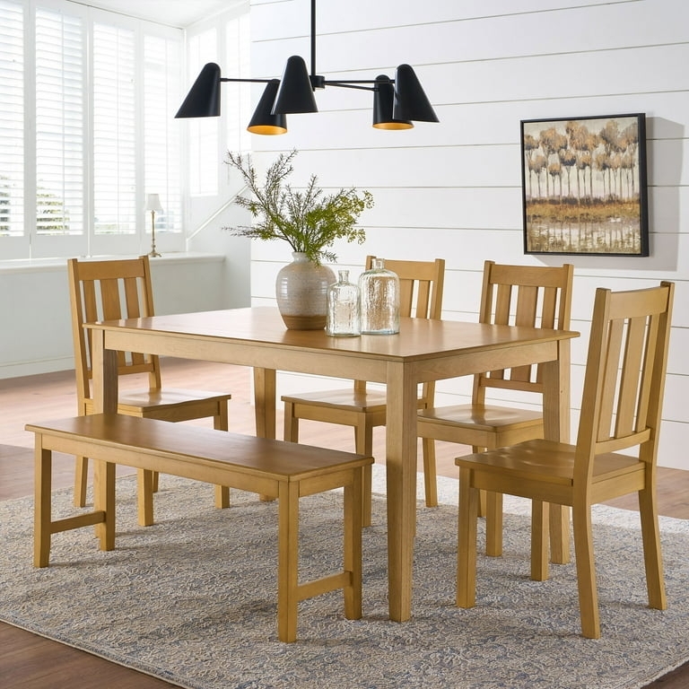 Dining Chair Mission Style Six Slat Back Natural Pine Look (64 chars)