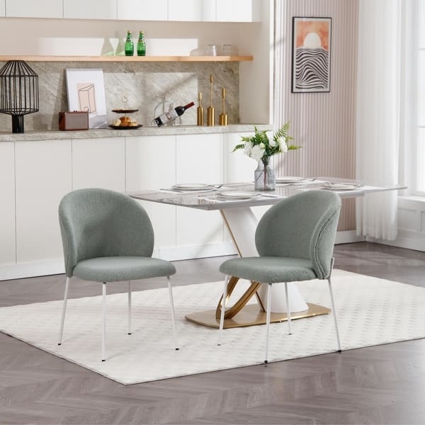 Dining Chair Modern Gray Upholstered Open Back Cutout Tapered Legs