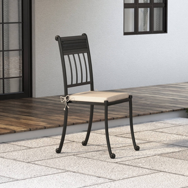 Dining Chair Modern Industrial Wrought Iron Contoured Wood Seat