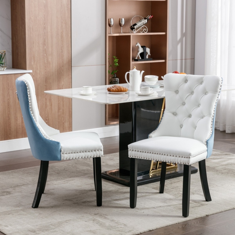 Dining Chair Modern Two-Tone Blue White Bucket Seat