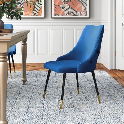 Dining Chair, Mustard Velvet, Button Tufted, Gold Legs