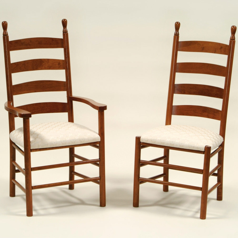Dining Chair Natural Wood Ladderback Armless Tapered Legs