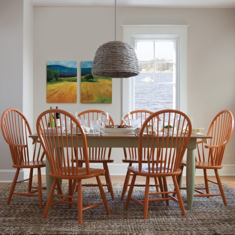 Dining Chair Navy Blue Finish Curved Crest Rail Coastal Cottage