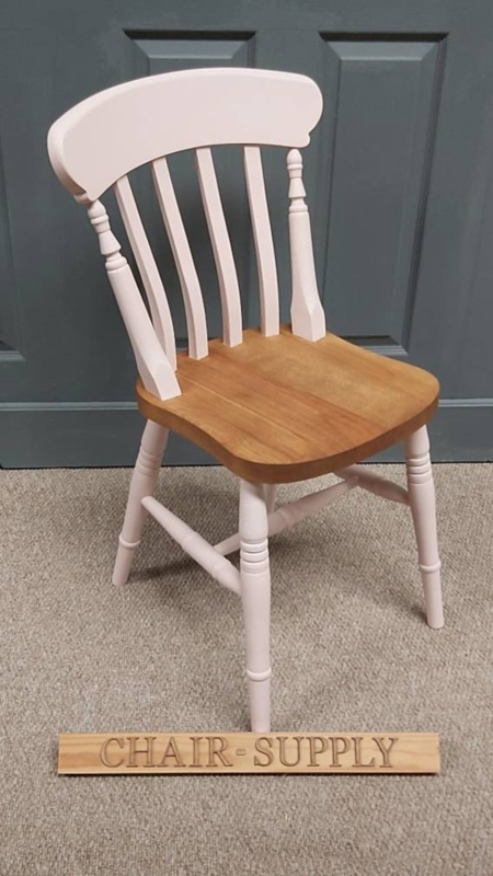 Dining Chair Navy Blue Two Tone Slat Back Farmhouse Rustic