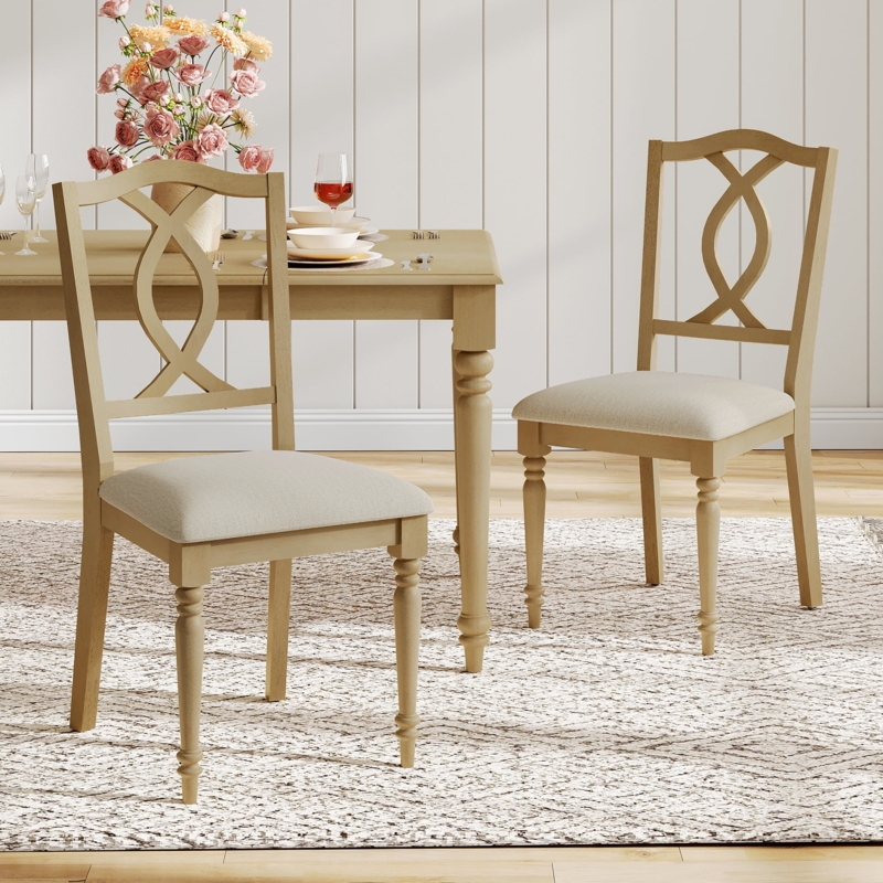 Dining Chair Oak Finish Frame with Light Grey Upholstered Seat