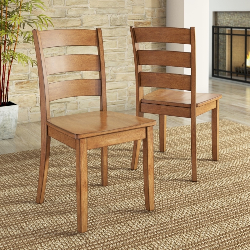 Dining Chair Oak Ladder Back Contoured Seat Natural Grain