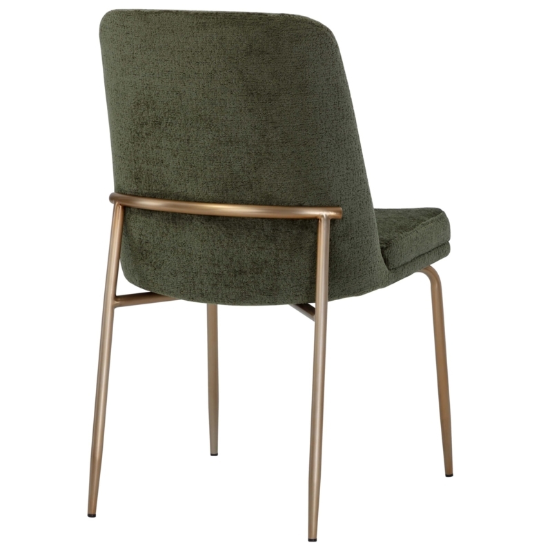 Dining Chair Olive Green Upholstery Curved Back Antique Brass Legs