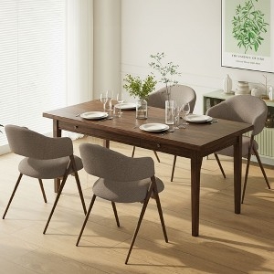 Dining Chair Open Back Silhouette with Wood Grain Metal Legs