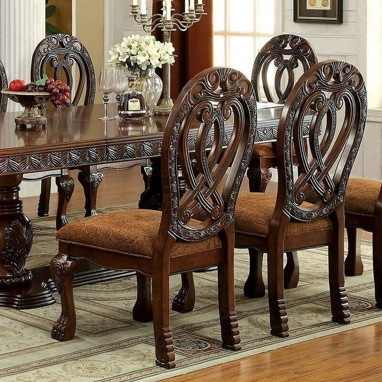 Dining Chair Ornate Splat Back Cherry Finish Claw Feet Carved Details