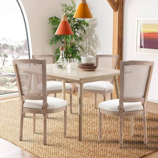 Dining Chair Oval Cane Back Fluted Legs Weathered French Country
