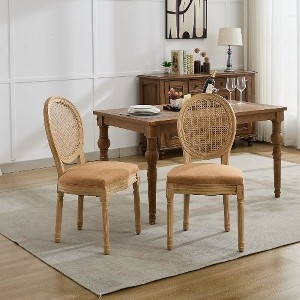 Dining Chair Oval Rattan Back Fluted Legs French Country Set