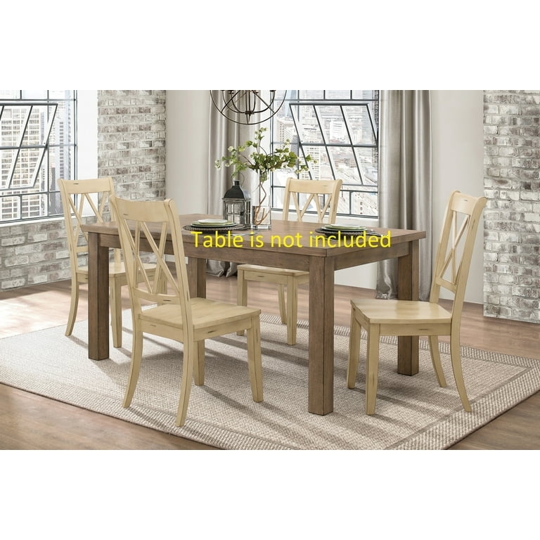 Dining Chair Pair Farmhouse Two-Tone Buttermilk Double X Back (66 chars)
