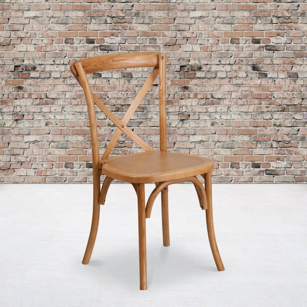 Dining Chair Pecan Finish Wood with Integrated Stretchers