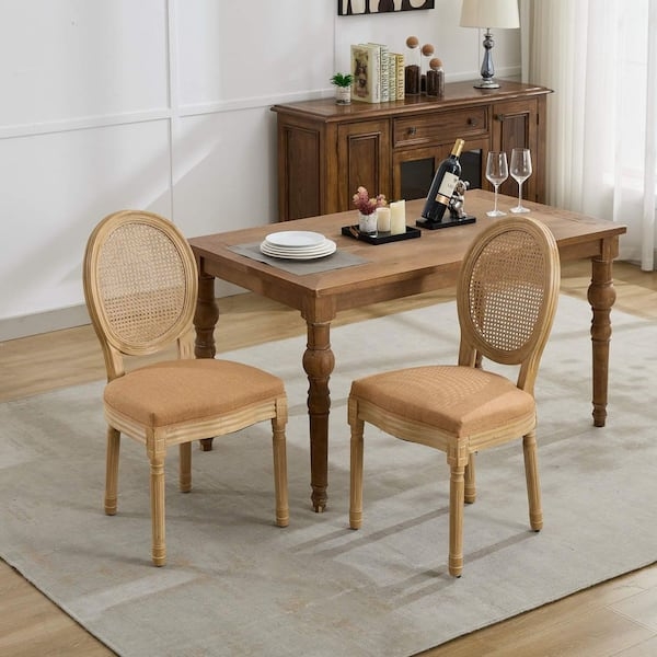Dining Chair Rattan Back Fluted Legs French Style Cane Back
