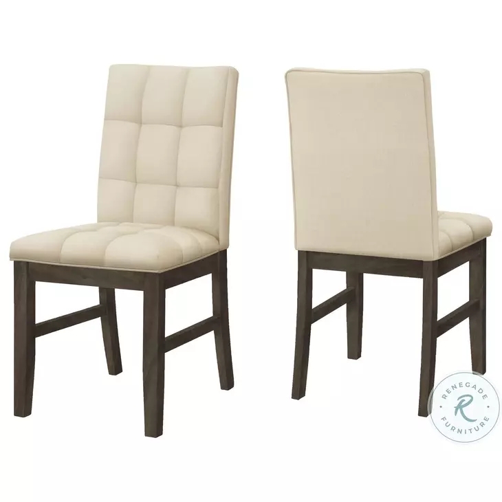 Dining Chair Rolled Back Button Tufting Cream