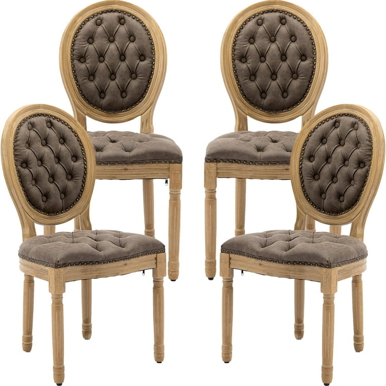 Dining Chair Rolled Back Taupe Upholstered French Country Set