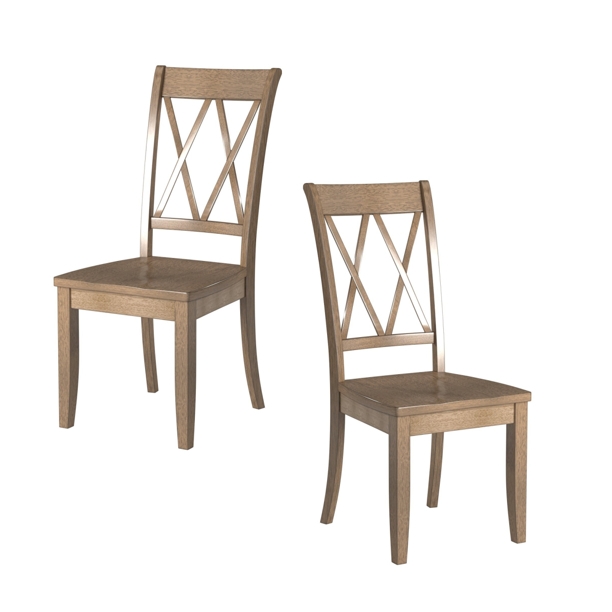 Dining Chair Rustic Double-X Back Brown Finish Armless Pine (66 chars)
