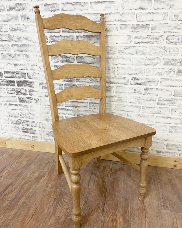 Dining Chair Rustic Ladder Back Woven Seat Warm Oak Tone