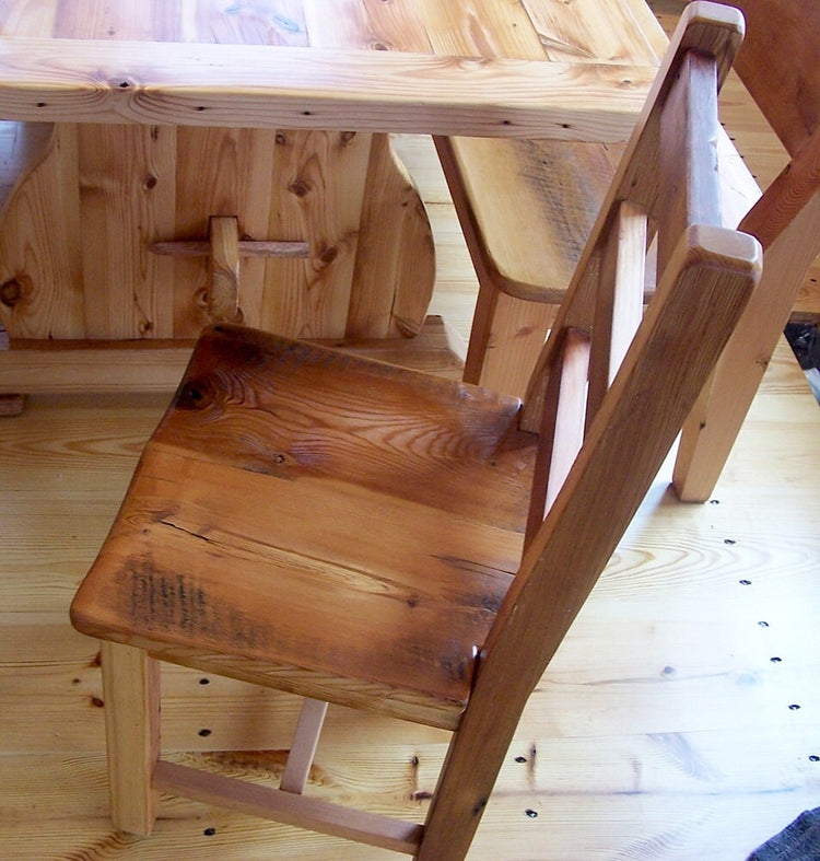 Dining Chair Rustic Reclaimed Wood Look Block Legs Distressed (66 chars)