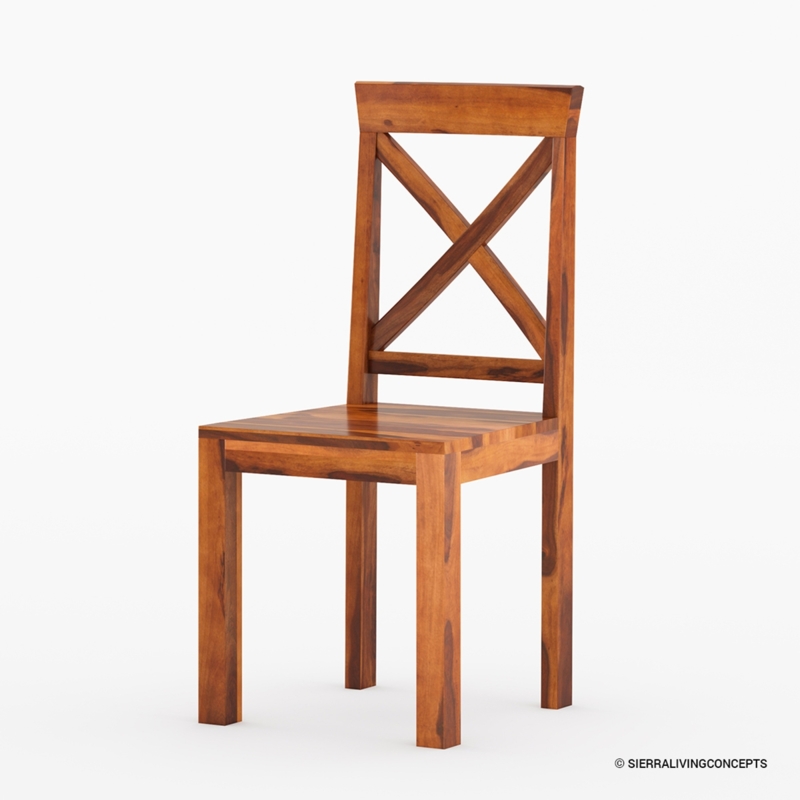 Dining Chair Rustic Wood X-Back Matte Natural Finish