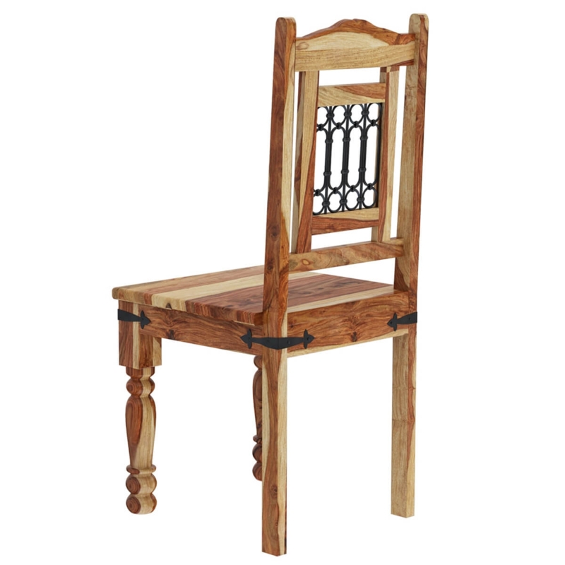Dining Chair Rustic Yoke Back Spindle Wrought Iron Frame