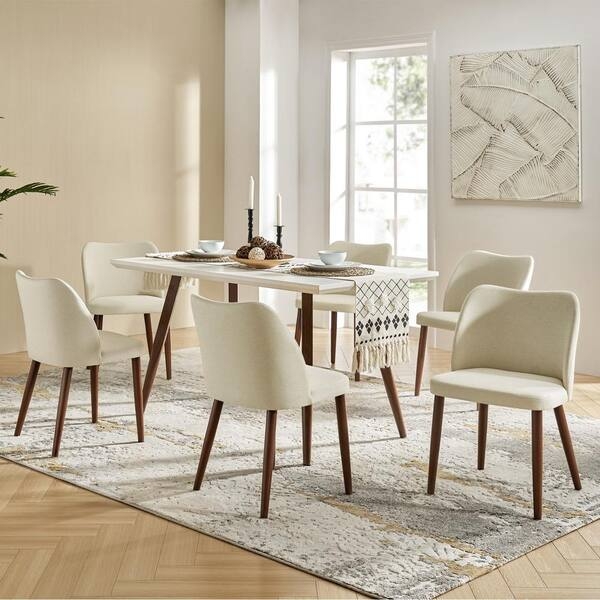 Dining Chair Scandinavian Curved Back Tapered Wood Legs Upholstered