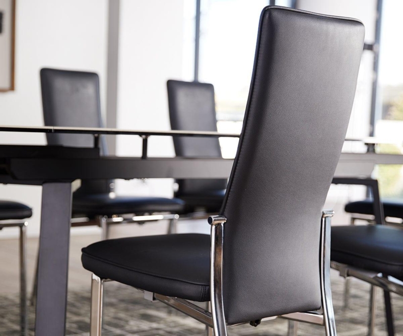 Dining Chair Scandinavian High Back Vertical Stitching Detail