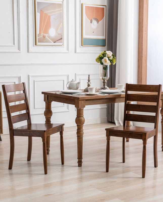 Dining Chair Scandinavian Style Wood Natural Finish Square Seat