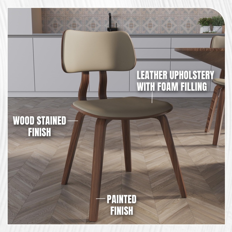 Dining Chair Sculptural Open Back Walnut Finish Minimalist Seating