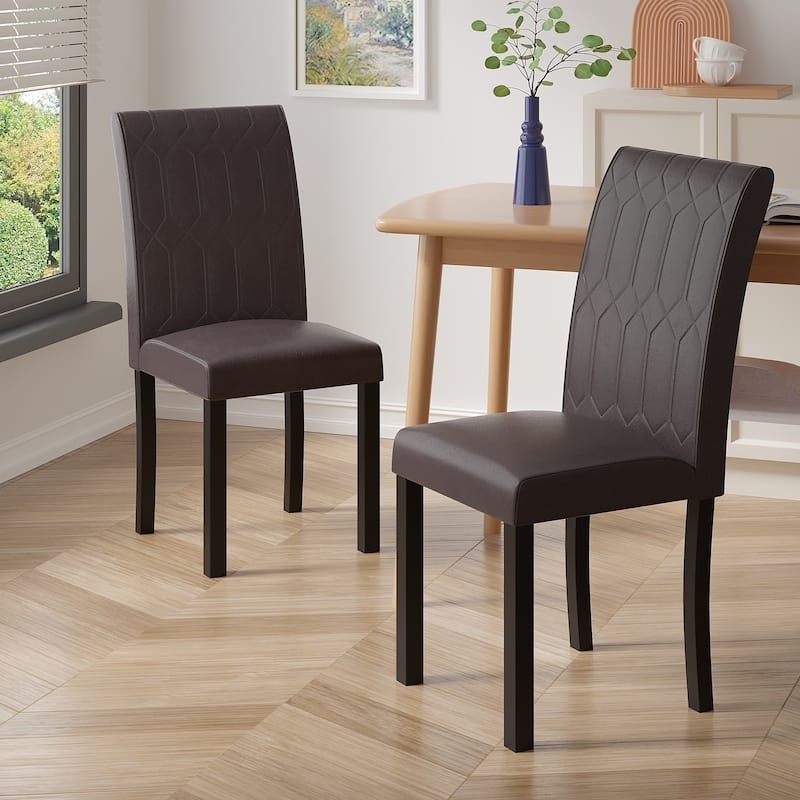 Dining Chair Set Beige Linen-Like Upholstery Curved Solid Back Black Legs