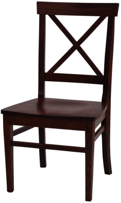 Dining Chair Set Dark Wood X-Back Contoured Seat Farmhouse Rustic