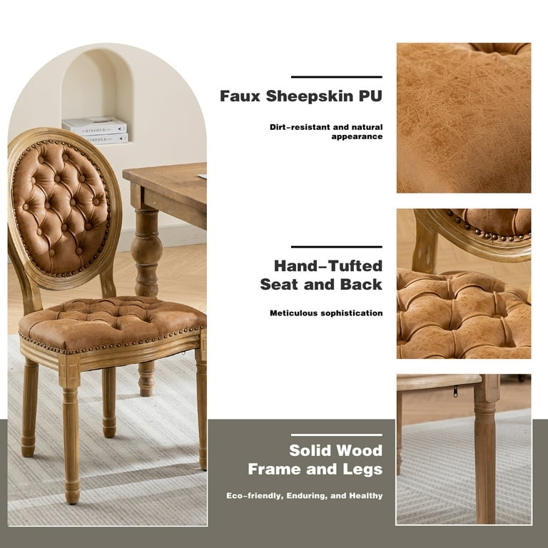 Dining Chair Set: French Country Camelback Silhouette, Caramel
