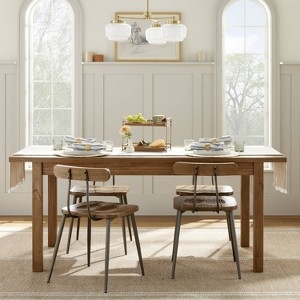 Dining Chair Set Industrial Aged Oak Finish Metal Legs