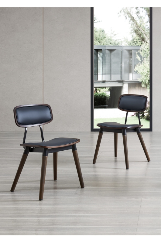 Dining Chair Set Industrial Mid Century Charcoal Grey Upholstered
