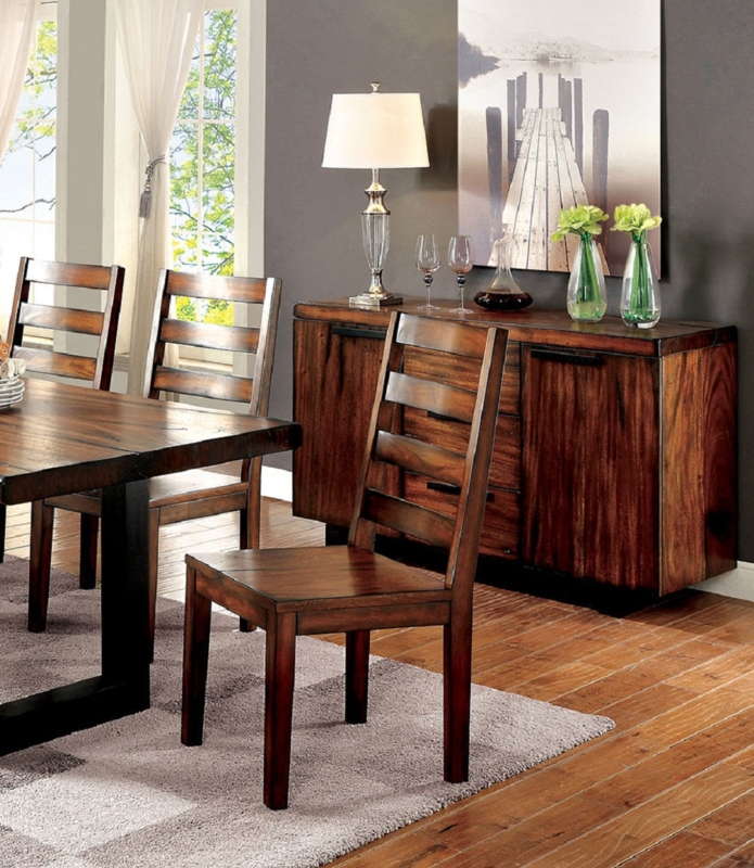Dining Chair Set Industrial Rustic Contoured Seat Metal Frame
