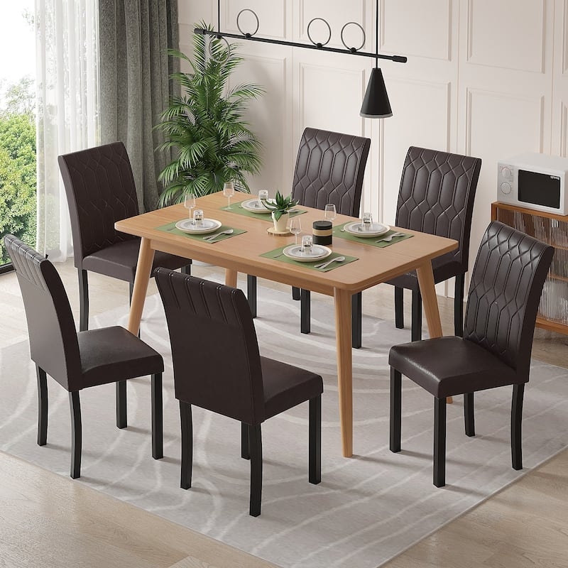 Dining Chair Set Light Gray Upholstered Dark Tapered Legs Minimalist