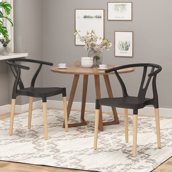 Dining Chair Set Minimalist White Curved Molded Shell Splayed Legs