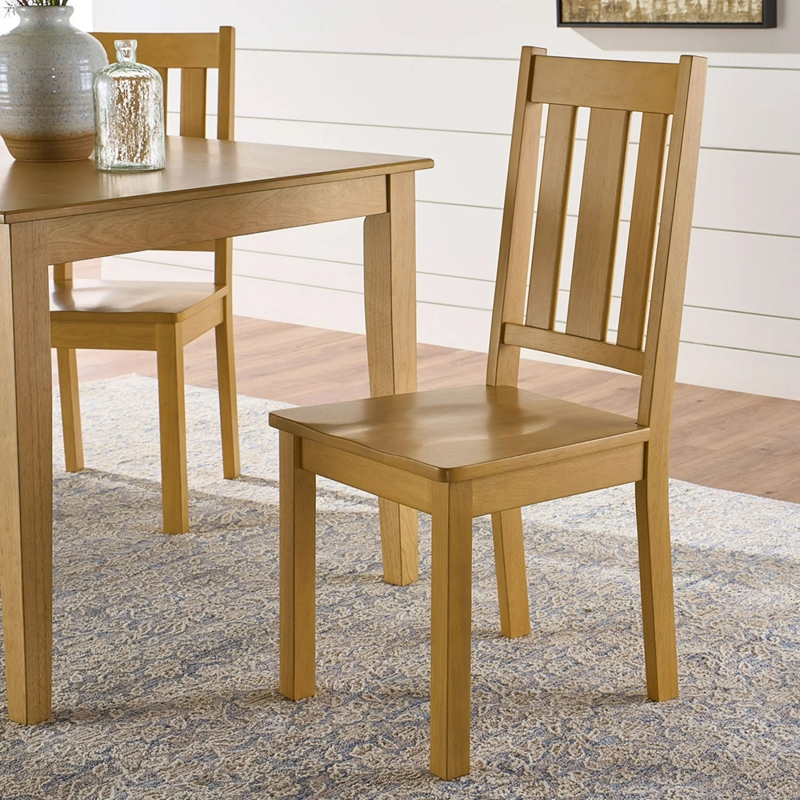 Dining Chair Set Mission Style Slat Back Natural Pine Finish (66 chars)