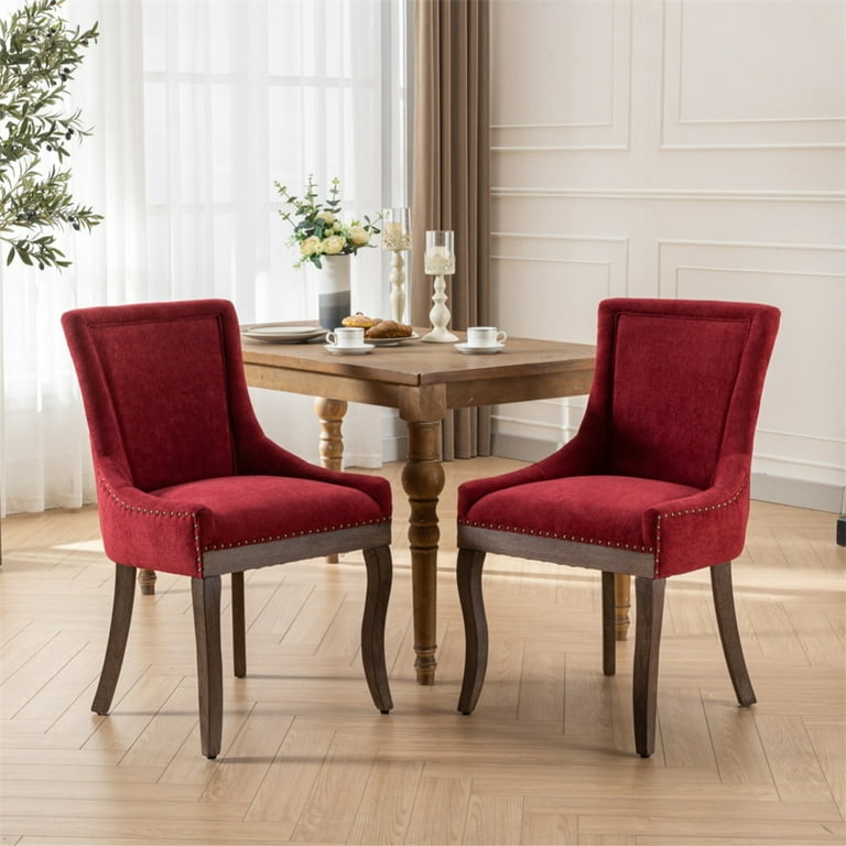 Dining Chair Set Navy Blue Swoop Arm Wood Legs