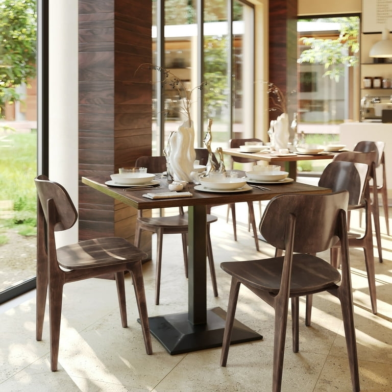 Dining Chair Set of 2, Antique Copper Finish Wood with Unique Oval Backrest