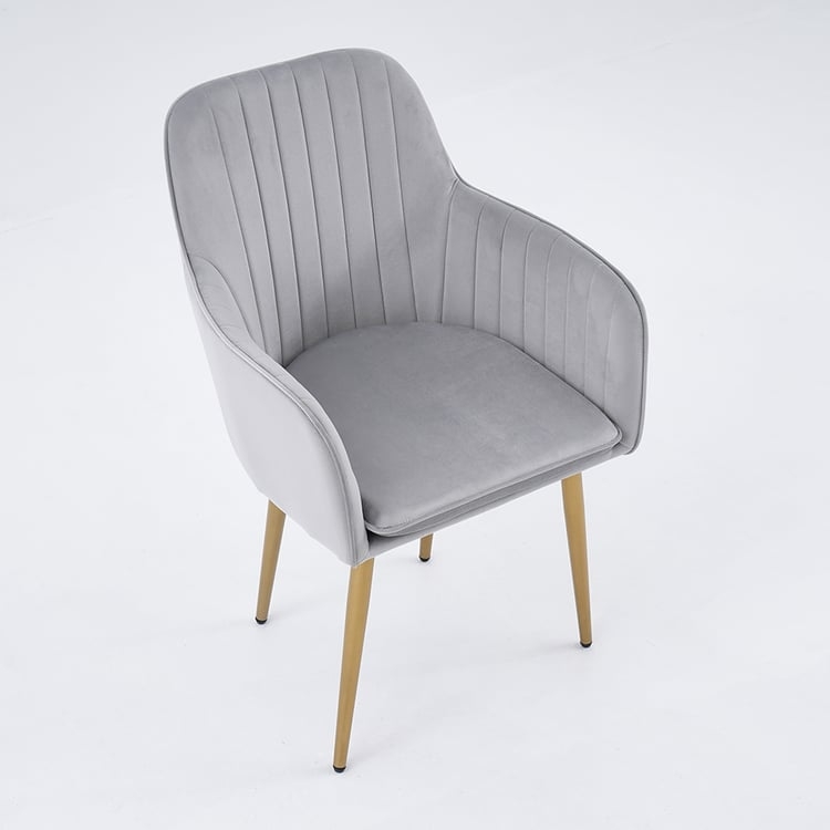 Dining Chair Set Velvet Like Texture Integrated Arms