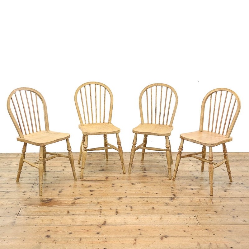 Dining Chair Set Vintage Pine Three Slat Back Turned Front Legs (69 chars)