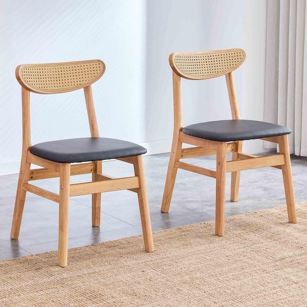 Dining Chair Set: Wishbone Back with Natural Wood Frame