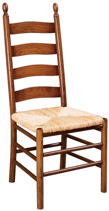 Dining Chair Shaker Style Ladder Back Woven Seat Dark Wood