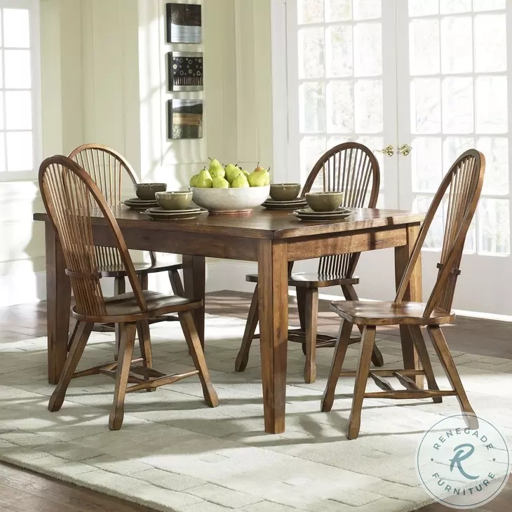 Dining Chair Sheaf Back Rustic Oak Wood Traditional Farmhouse