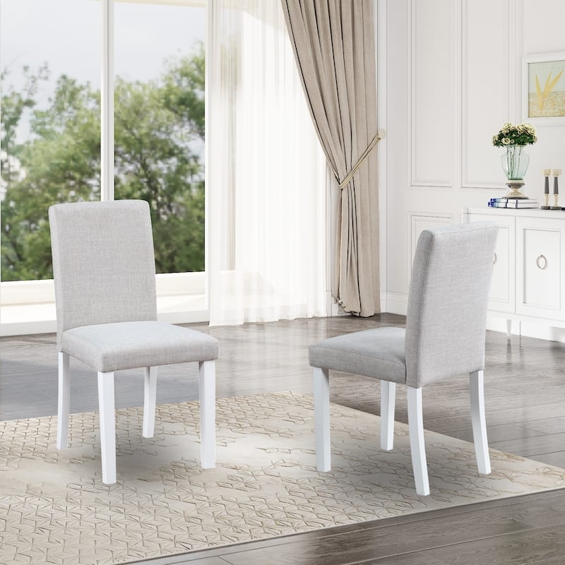 Dining Chair Slat Back Two Tone Design Padded Seat Gray Kitchen
