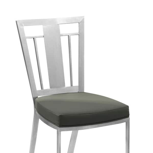 Dining Chair Sled Base Rectangular Back Cutout Brushed Metal